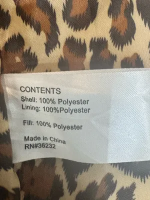 Quilted polyester chocolate brown belted jacket. Pockets. Animal print lining. M thumbnail 8