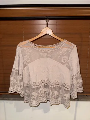 Rebellion Delicate Lace Peplum Blouse - Cream thumbnail 2