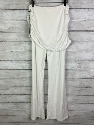 Girlfriend Collective White Paloma Skirted Wide Leg Yoga Pants Size Large thumbnail 6