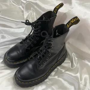 Dr. Martens Jadon Hi Polished Smooth Boots Leather Black 6 Platform Grunge Edgy thumbnail 3