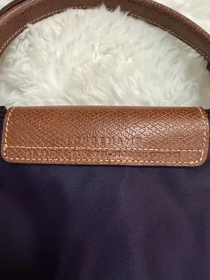 Longchamp Purple Le Pliage Tote with Brown Leather Trim thumbnail 5