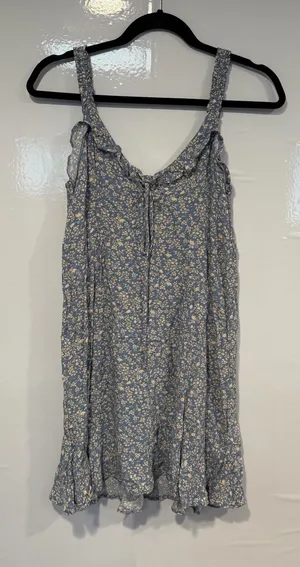 Blue Floral Ruffle-Trim Sleeveless‎ American Eagle summer dress thumbnail 1