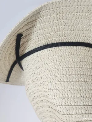 Straw Cowboy Hat with Black Ribbon Trim Unisex Adjustable Chin Strap NWOT thumbnail 2
