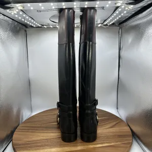 Michael Kors Preston‎ Two Tone Leather Riding Boots Black Brown Women's 5.5M thumbnail 2