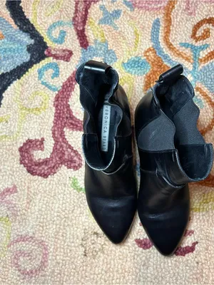 Veronica Beard Lada ConeHeel Black Leather Chelsea Booties Size 36.5 US 6.5 thumbnail 12