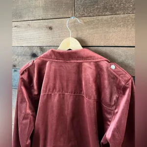 LC Lauren Conrad Velvet Moto Jacket Zip Front in Rose – Size L thumbnail 10