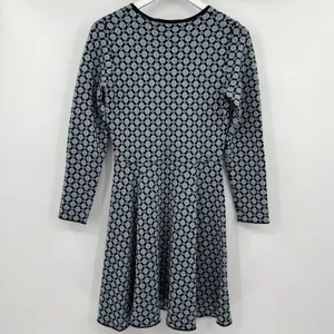 Boden‎ Size 4R Glamorous Metallic Knit Dress Blue Geometric Print Long Sleeves thumbnail 6