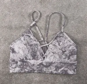 Lululemon Sports Bra Womens‎ 8 White Gray Marble Strappy Yoga Expand Your Limits thumbnail 1