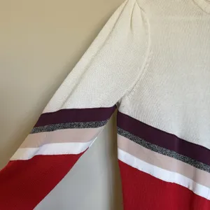 Ontwelfth Sweater Womens Medium Red‎ Ivory Stripe Long Sleeve Crewneck thumbnail 5