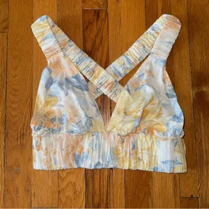 ABERCROMBIE & FITCH Cropped Top‎ Flower Linen Bralette size Small thumbnail 3