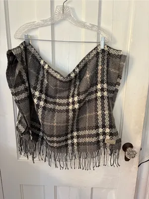 Burberry Neutral Tone Woven Plaid Scarf with Fringe thumbnail 3