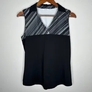 Lady‎ Hagen Empower Collection Stripe Yoke Sleeveless Golf Polo Sz M thumbnail 4