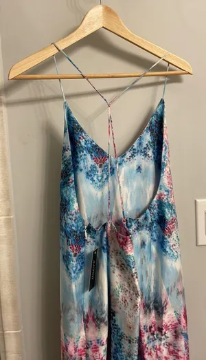 Satin Watercolor Midi Dress Size M thumbnail 5