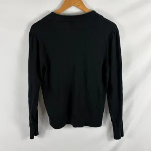 J Crew Black V Neck Collared Long Sleeve Top Size Medium thumbnail 3