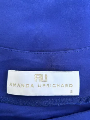 Amanda Uprichard 100% Silk Blue Short Flutter Sleeve Mini Dress Size Small thumbnail 4