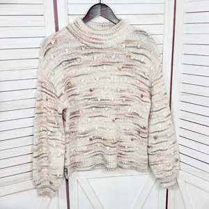 Loft Space Dyed Knobby Bobble Mock Neck‎ Sweater Cream Beige XSmall XS thumbnail 9