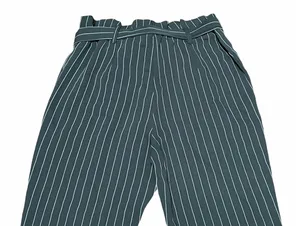 Bebe Pinstriped Paper Bag Waist Cropped Pants thumbnail 4