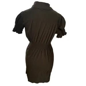 Rampage Women Olive Brown Utility Button Front Mini Dress Belted Puff‎ Sleeve L thumbnail 6