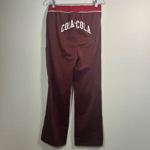 Coca-Cola Track Pants Small Burgundy Red Side Stripe‎ Wide Leg Logo Lounge thumbnail 2