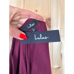 NWT Lulus Convincing Grace Burgundy Flutter Sleeve Wrap Maxi Dress Wedding Sz L thumbnail 7