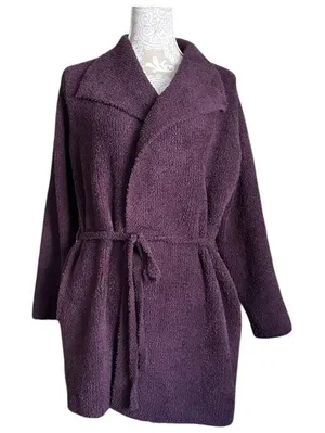 Barefoot Dreams CozyChic Plum Purple Knit Robe Size L Soft Lounge Sweater thumbnail 1