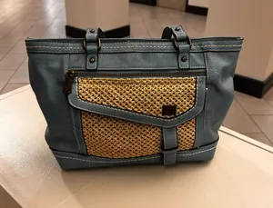 b.o.c. Teal and Tan Woven Front Tote Bag. Gorgeous thumbnail 1
