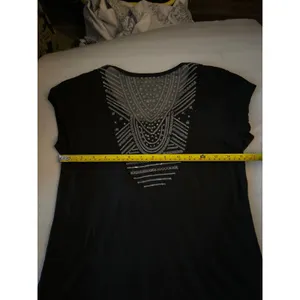 Victoria's Secret Black Sheer Pattern Sequin Short Sleeve Top S Retro Girl Glam thumbnail 8