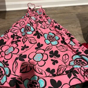 Zara Pink Black Floral Cotton Poplin‎ Midi Dress Size S thumbnail 12