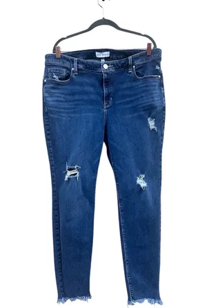 Lane Bryant Signature Fit Mid-Rise Skinny Distressed Raw Hem Jeans Plus Size 20 thumbnail 1