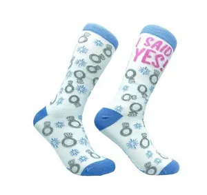 Womens I Said Yes Socks White and Blue Engagement Wedding Bride Gift thumbnail 1