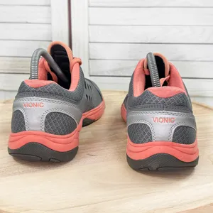 Vionic Venture Orthotic Mesh Low Top Lace Up Sneakers Grey‎ Coral Orange 9 thumbnail 6