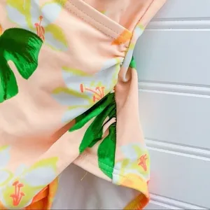 Swimsuit‎ Size 6 Green Palm Tree Print Surplice V Neck One Piece Tropical Beach thumbnail 4