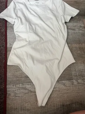 Girlfriend Collective Cream Ribbed Short-Sleeve Bodysuit thumbnail 5