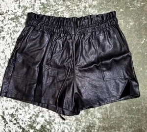 Faux‎ Leather High Waist Shorts Black Size L thumbnail 1