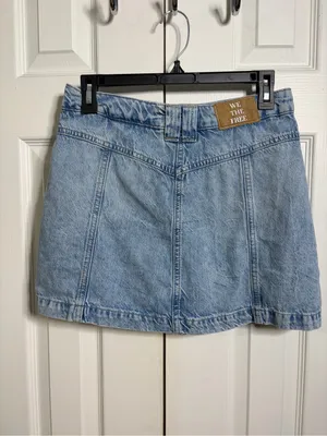 We the Free light Blue Denim Button-Front Mini Skirt skort size 28 thumbnail 2