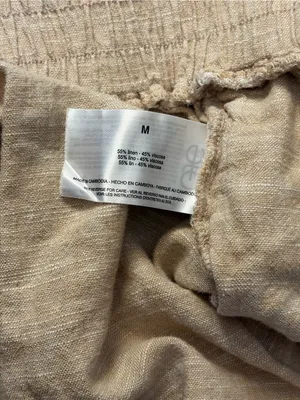 Ella Moss Kaki Color Linen Blend Wide Leg Pants M EUC Beach Vacation Travel Boho thumbnail 8