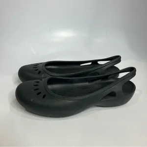 Crocs black sling back‎ shoes women’s size 9 casual minimalist neutral thumbnail 2