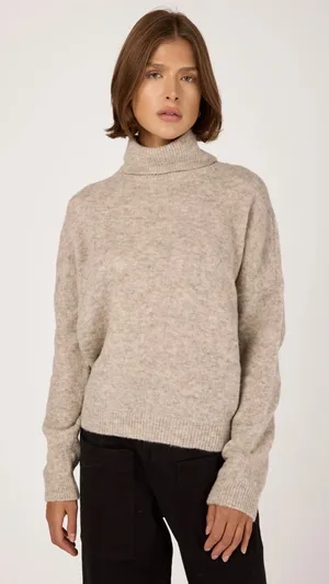 Charter Club Luxury Cashmere Turtleneck Sweater Oatmeal Beige Heather Medium thumbnail 1
