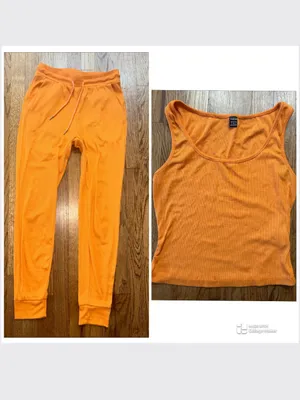 SheIn Bright Orange Drawstring Jogger Pants size Medium & free matching top thumbnail 2