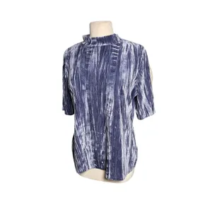 ANTHROPOLOGIE Pilcro Crushed Velveteen Short Sleeve Mock Neck Top thumbnail 6