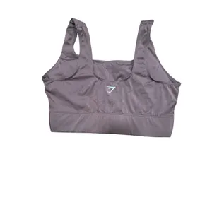 Gymshark Womens Medium Longline Sports Bra‎ Mauve Brown Ribbed B4A9L Scoop Neck thumbnail 2