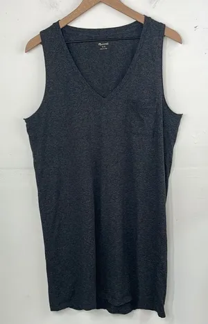 Madewell Heather Gray Knit Dress Shirt Strapless size Large 100% Cotton thumbnail 1