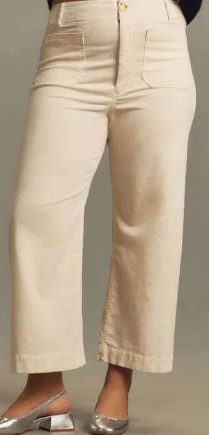 Anthropologie Maeve The Colette Corduroy Crop Wide-Leg Pants, Size 33 thumbnail 1