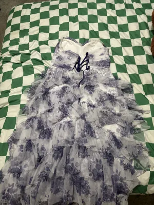 Pear cloture purple floral prom dress thumbnail 6