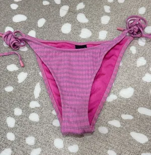 Triangl Swimwear Bikini Bottoms tie sides glitter striped cheeky ribbed vinca thumbnail 1