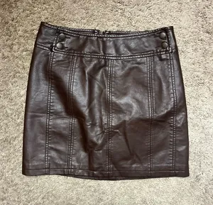 Free People Brown Leather Skirt Mini thumbnail 1