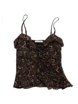 AE Ruffle Tie-Front Cami Top American Eagle NWT Black Multi Medium thumbnail 4