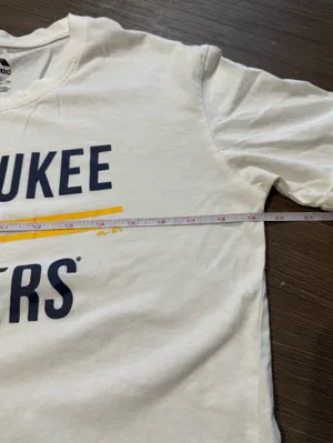 Majestic Cream Milwaukee Brewers Logo Tee with Navy and Yellow Accents thumbnail 5