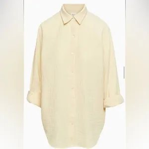 NEW Wilfred Free Sunfaded Apricot Yellow Gauzy Cotton Sail Button Down Shirt thumbnail 10