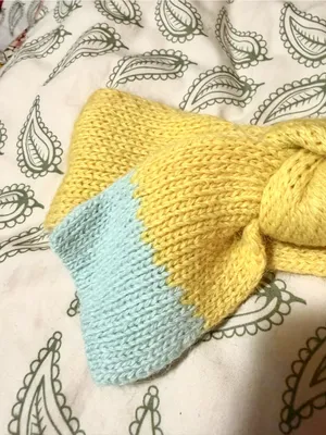 Anthropologie Yellow Mint Green Cozy Knotted Sweater Knit Headband OS thumbnail 5